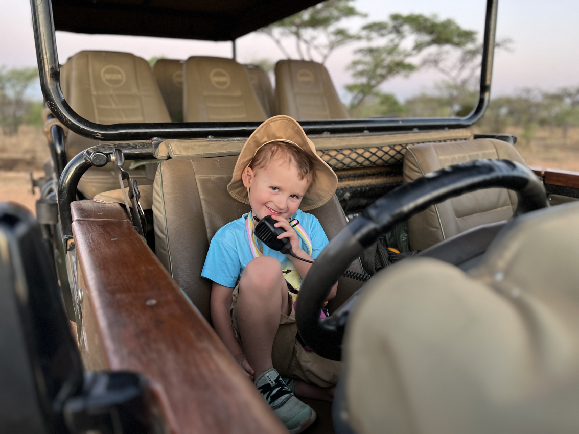 Family watching elephants in Tarangire